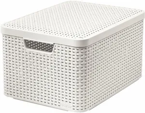 Korb, künstliches Rattan, mit Deckel, 30 l, creme, CURVER